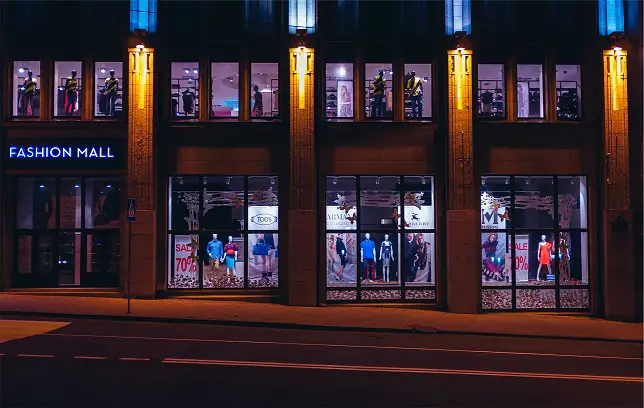 Window graphics in a storefront