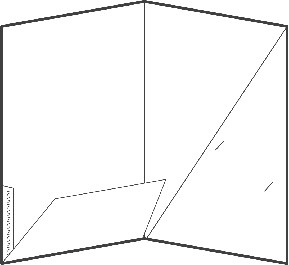 A drawing of this type of folder