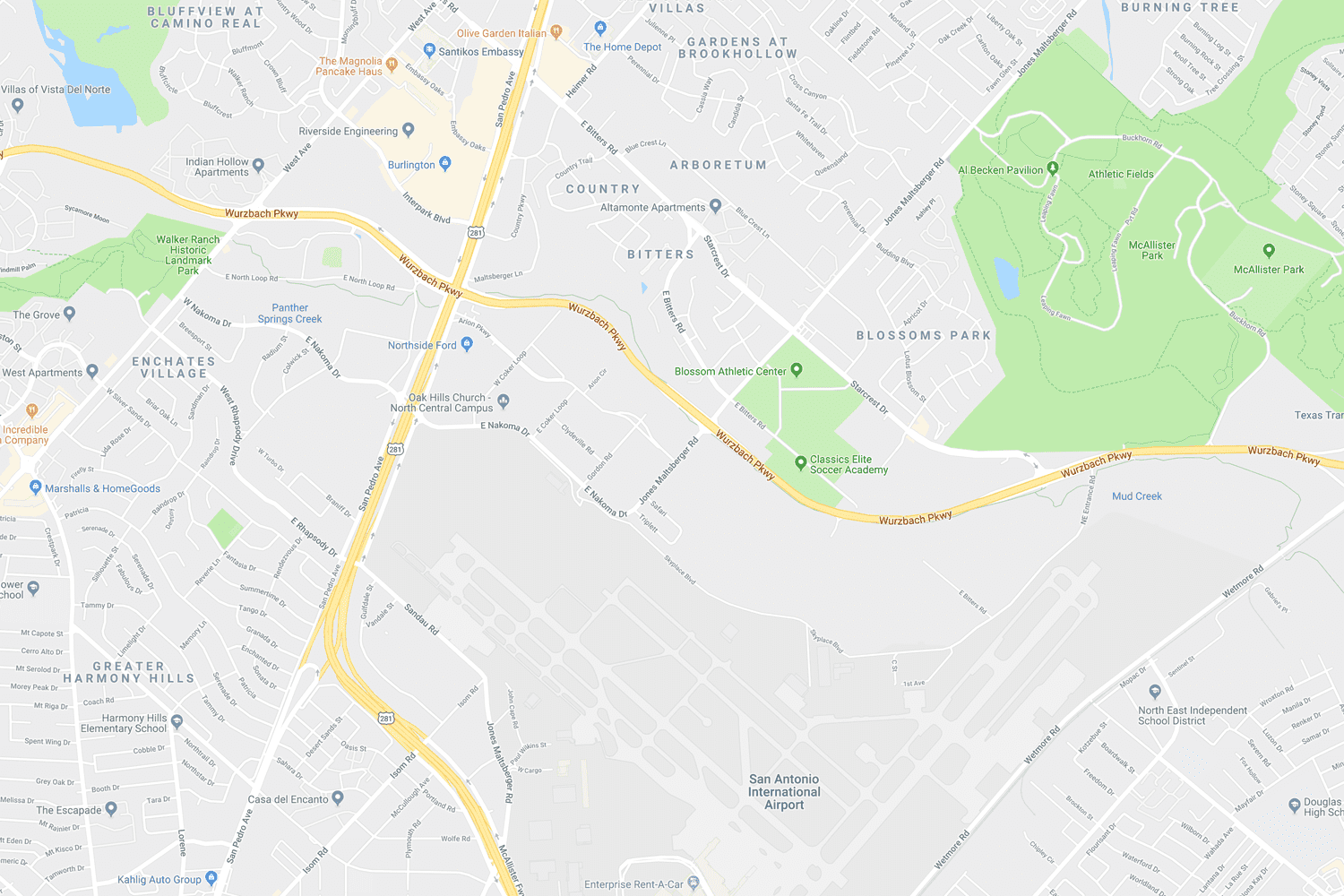 Map of San Antonio location